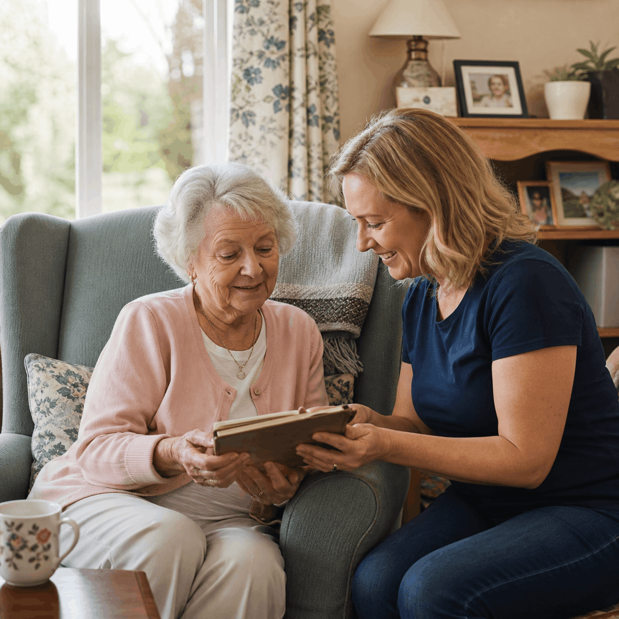 caregiver helping woman